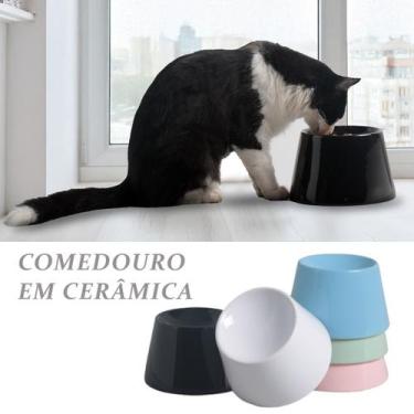 Imagem de Comedouro e Bebedouro Elevado para Gatos e Cães Pequenos em Cerâmica A