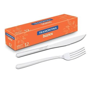 Imagem de Faca E Garfo Tramontina Para Churrasco 4 Búzios De Aço Inox 96 Peças Tramontina 2375000...