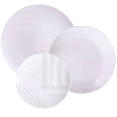 Imagem de Jogo De Pratos Tramontina Grid Em Porcelana Decorada 12 Peças - 96589031