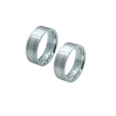Imagem de Aliança em Prata 925 Fosco com Frisos - Joia de Compromisso - Justino 