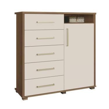 Imagem de Cômoda 5 Gavetas 1 Porta Siena F08 Freijó-off White - Mpozenato