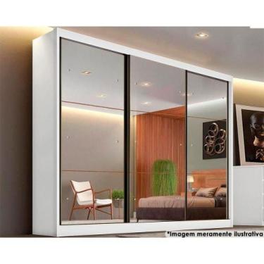 Imagem de Guarda Roupa Casal 3 Portas de Correr e 6 Gavetas c/ 3 Espelhos Sollo 