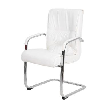 Imagem de Cadeira Escritório Interlocutor Big Fixa Branca Base Cromada