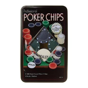Imagem de Professional Poker Chips 100 Fichas Numeradas + Ficha Dealer