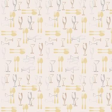 Imagem de Papel Parede Taças E Talheres Cor Clara Autocolante Cozinha