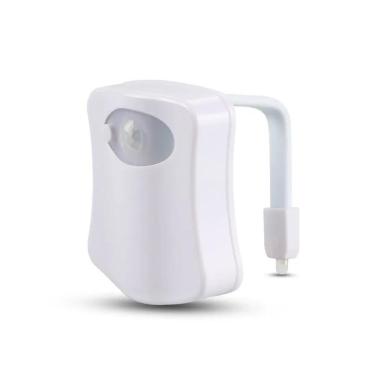 Imagem de Luminária Vaso Sanitário Led 8 Cores Sensor Presença Luz Noturna Banheiro Infantil Adulto