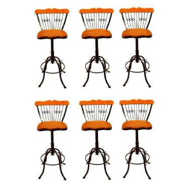 Imagem de Kit 6 Banquetas Bistrô Alta Giratória - Estilo Rstico