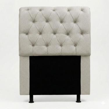Imagem de Cabeceira Cama Box Solteiro Sarah 90cm com Frame Linho Bege Cru - Abma