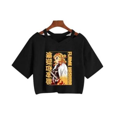 Imagem de Camiseta Feminina Demon Slayer Nezuko Kimetsu No Yaiba Crop Top Tanjir