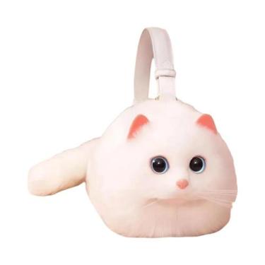 Imagem de Bolsa Tiracolo Feminina Pequena De Pelúcia Com Design De Gato, Feita À