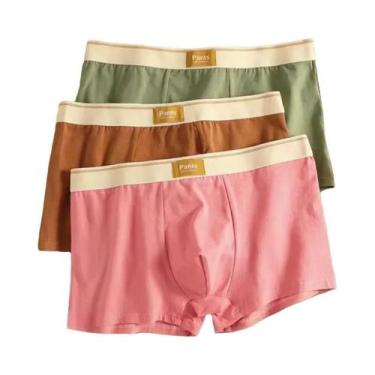 Imagem de Cuecas Boxer Masculinas De Algodão Respirável 3 Peças U Convexo Roupa 