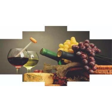 Imagem de Conjunto 5 Quadros Vinho Branco Tinto Queijo Uva" - aero print