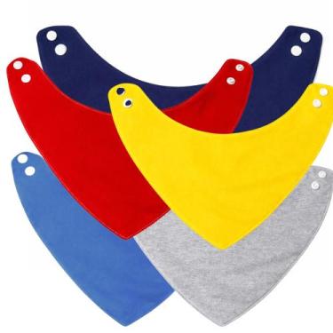 Imagem de Kit 5 Babadores Bandana Bebê Algodão Dupla Face Ajustável Infantil - T