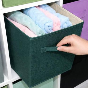 Imagem de Caixa Organizadora Dobrável Quadrada Grande Nicho Estante 33x33x33 Com