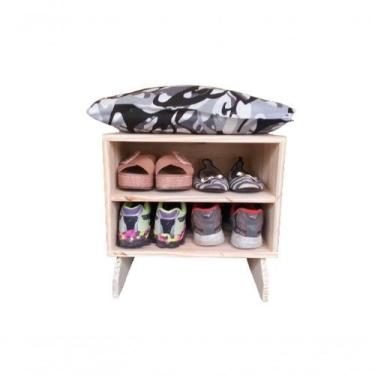 Imagem de Sapateira Madeira Puff Abstrato - SHOPPINGNET