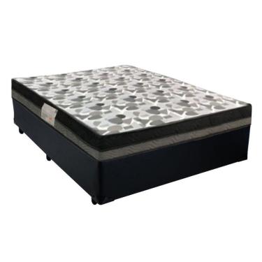 Imagem de Cama Box Casal Sintético + Colchão Casal Ortobom Iso Dupla Face 60x138x188 preto