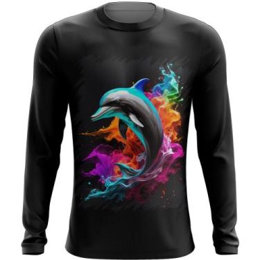 Imagem de Camiseta Manga Longa Golfinho Inteligência Arte Pintura 1 - Kasubeck S