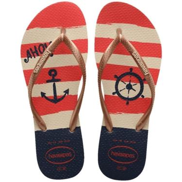 Imagem de Chinelo Havaianas Feminina Slim Nautical Bege-Feminino