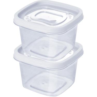 Imagem de Kit 2 Potes para Alimentos Clic Quadrado 500ML para Armazenar Lanches em Plástico BPA F...