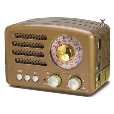 Imagem de Rádio transistorizado PRUNUS J-160 Retro Bateria AM FM SW Gold