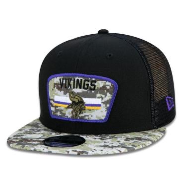 Imagem de BONE 9FIFTY TRUCKER MINNESOTA VIKINGS SALUTE TO SERVICE NFL SNAPBACK ABA RETA PRETO PRE...
