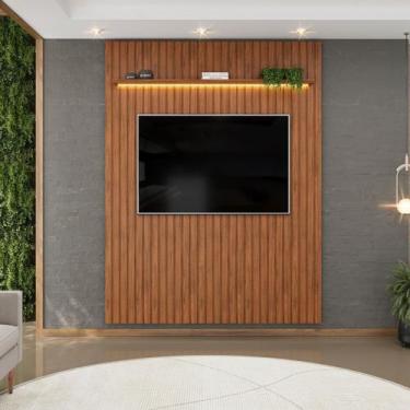 Imagem de Painel Ripado para TV até 65 Polegadas com LED MDF 183cmx240cm Trento 