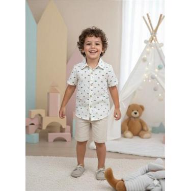 Imagem de Conjunto Meninos Lucas Banana Club - Shorts de Linho e Camisa Off, 6