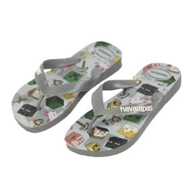 Imagem de Chinelo Havaianas Minecraft Calce Facil, 37/8, Cinza