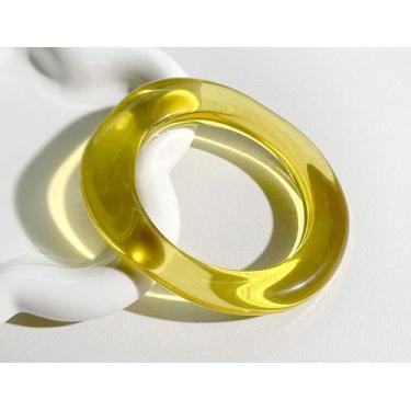 Imagem de Bracelete Acrílico Transparente Glitter Holográfico Resina Grosso Colo