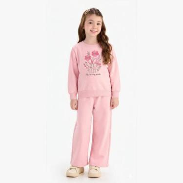Imagem de Conjunto Infantil Menina Moletom Manga Longa E Calça Wide Leg Rovitex,