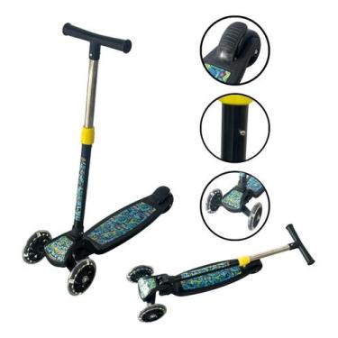 Imagem de Patinete Infantil Luz 3 Rodas Brilhante Radical Com Led Preto - Import