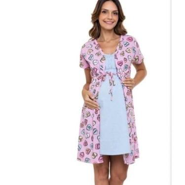 Imagem de Conjunto camisola amamentação com robe - Luna cuore