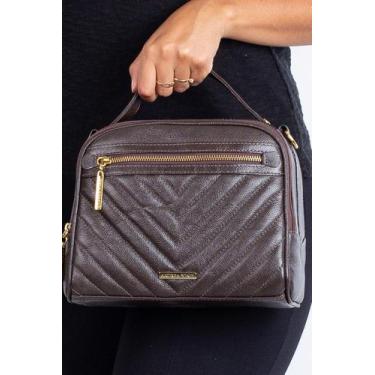 Imagem de Bolsa de mão em couro Lara preta Feminino, Café