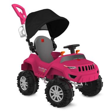 Imagem de Carrinho de Passeio Infantil Super Banjipe Reclinável com Capota e Pedal Rosa Brinquedos Bandeirante