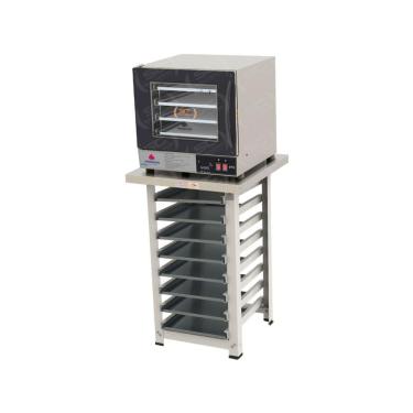 Imagem de Kit Forno Turbo Elétrico Progás Prp-004 Plus Digital com Bancada Mes-004 e 8 Assadeiras Preto 110V