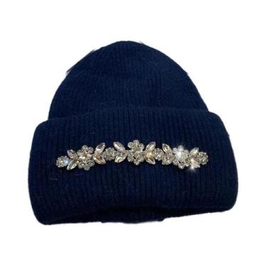 Imagem de Gorro Feminino De Inverno Em Tricô Com Lã Quente E Pele De Coelho Genu