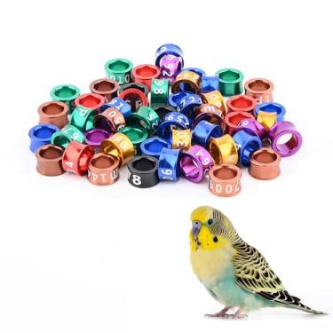 Imagem de Anilhas para aves em liga de alumínio, 50 peças, cores sortidas, ID 4 