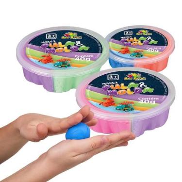 Imagem de Massa Massinha Pula e Molda kit com 3 unidades total 120g - Art Brink