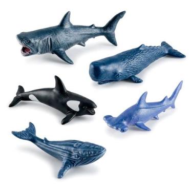 Imagem de Kit 5 Animais Marinhos Mini Realistas Tubarão Orca Baleia R119 - Comet