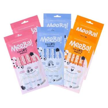 Imagem de Kit Meeba Snack Úmido Frango Atum Salmão e Camarão 24 Sachê