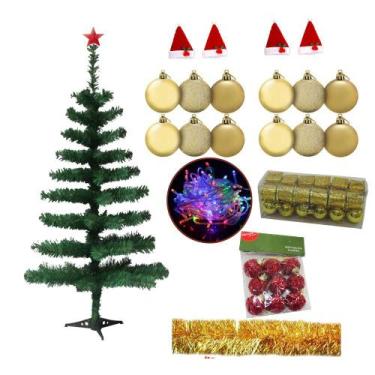 Imagem de Árvore De Natal 60cm 50g Verde Com 55 Itens Decorada Pisca 110v - Rio 