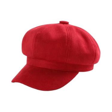 Imagem de Boné Casual Ajustável Em Tecido Suede De Cor Sólida, Estilo Baker, Cha