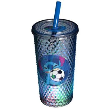 Imagem de Copo Infantil de led com canudo Stitch 490ml Plasutil ref.18724