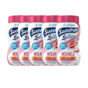 Imagem de Kit Bebida sabor Morango em Pó Zero Açúcar Suavipan - 5 unidades de 21