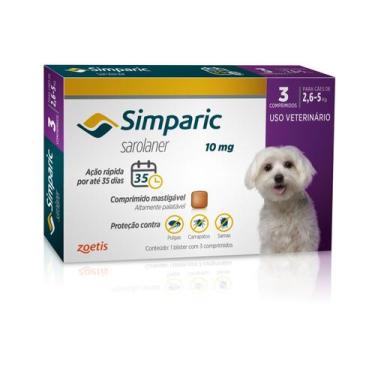Imagem de Antipulgas Simparic Zoetis Cães 2,6 kg a 5 kg 3 Comprimido