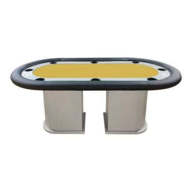 Imagem de Mesa de Poker Linha Master com Borda Estofada e Porta Copos Nude - 2,0