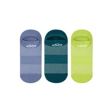 Imagem de Meia Cano Invisível Neon Pacote c/ 3 pares Olympikus, Verde, 39-44