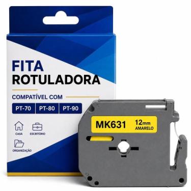 Imagem de Fita para Rotulador MK631 MK631 12mm x 8m Preto no Amarelo Compatível 