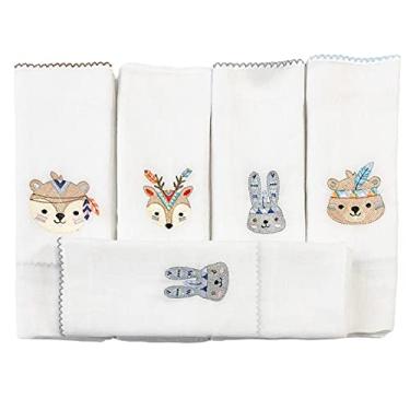 Imagem de Biramar Baby Conjunto 5 Fraldas Para Bebê Cremer Luxo Bordado Indiozinhos Colorido