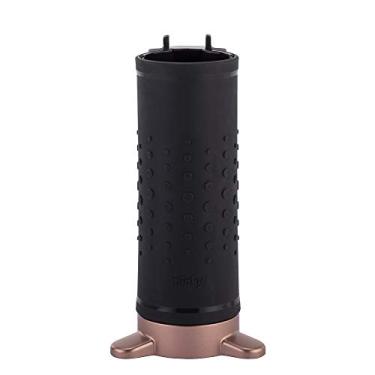 Imagem de Minky Homecare Cápsula 2 em 1 – Ferro plano de silicone macio resistente ao calor e suporte de modelador de cachos e tapete de estilo – Organizador de bancada de banheiro que economiza espaço – preto